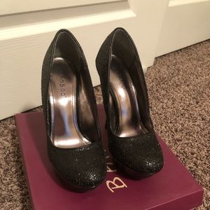 Black sparkly high heels